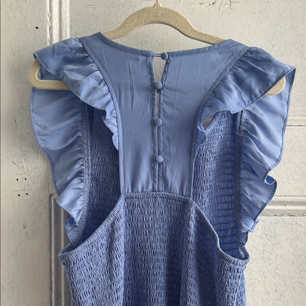 NWT Bloomingdale’s Melloday Chic Blue Ruffle Sleeve Maxi Dress- XS - Picture 3 of 5